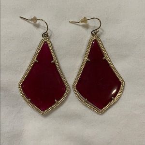Gold and dark pink Kendra Scott earrings
